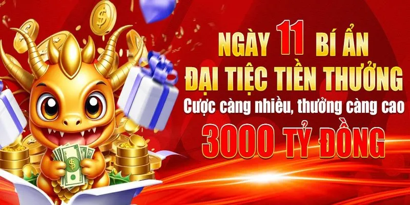 Tiền thưởng đầy bất ngờ trong khuyến mãi 98Win ngày 11 hàng tháng